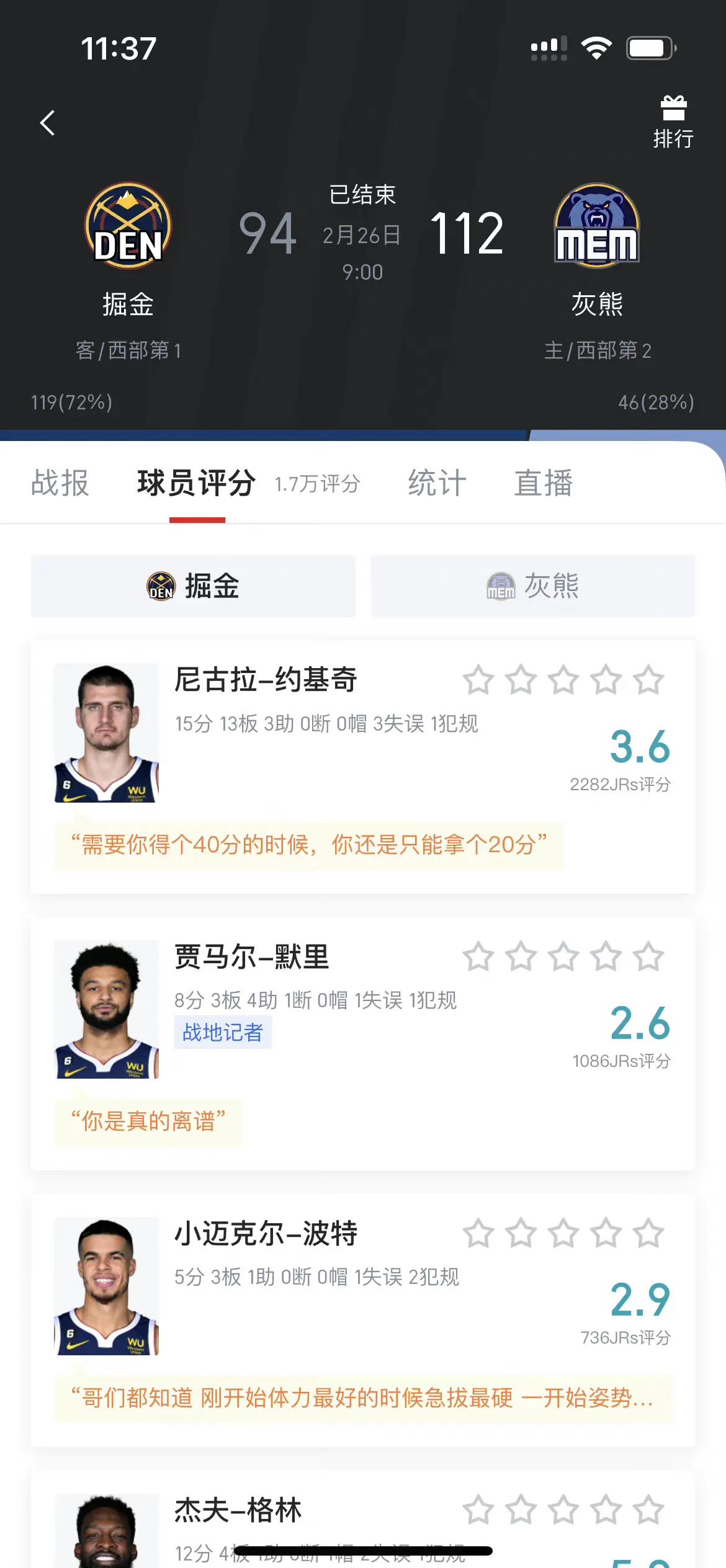 灰熊客场击败小牛，继续保持胜势